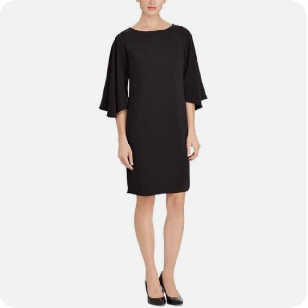Lauren Ralph Lauren Black Long Sleeve Ruffle Dress, 16